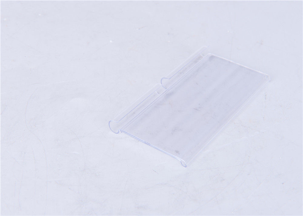 Transparent PVC Label Sign Holder , Matt / Shiny Surface Shelf Talker