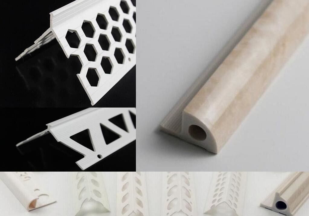 Customized Length Plastic Angle Profile White Plastic Angle Trim With Two Silver Lines